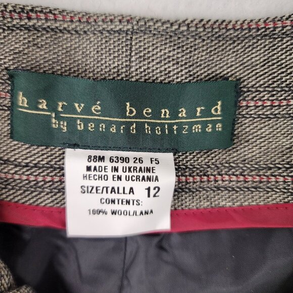 Harve Benard Lined Wool Slit Hem Cropped Pants 12 Striped Gray Professional - Picture 9 of 13